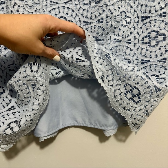 ANN TAYLOR Lace Overlay Shift Dress Pale Periwinkle Size 12 Short Sleeve - Picture 7 of 12